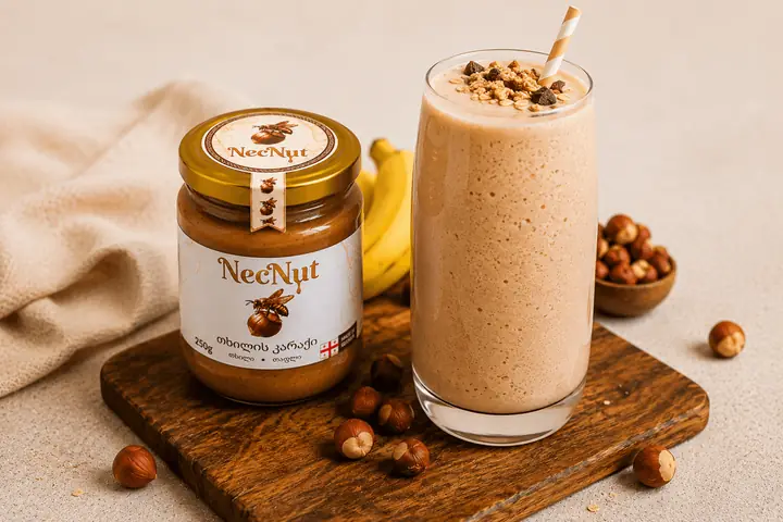 Smoothie made with NecNut hazelnut butter